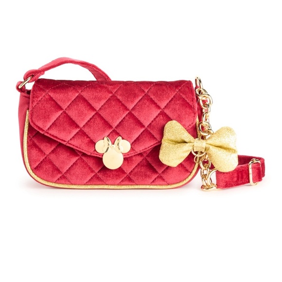 Minnie Mouse Red Velvet Quilted   Bag with Gold Accents Crossbody. - Picture 5 of 5